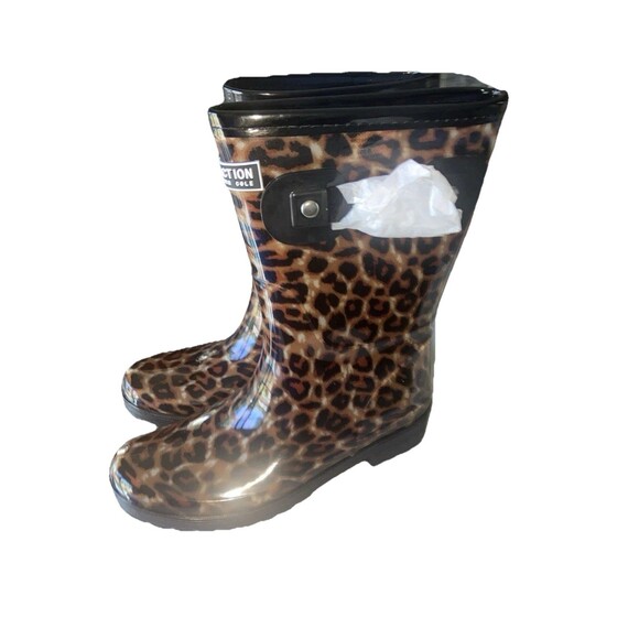 Kenneth Cole Reaction Women’s Buckle Rain Boots Leopard Brown Size 7 New in box - Picture 3 of 6